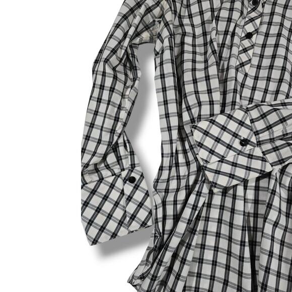 Talbots Women’s Perfect Tunic Black White Scotch Plaid Shirt - Size 12 - Picture 5 of 8